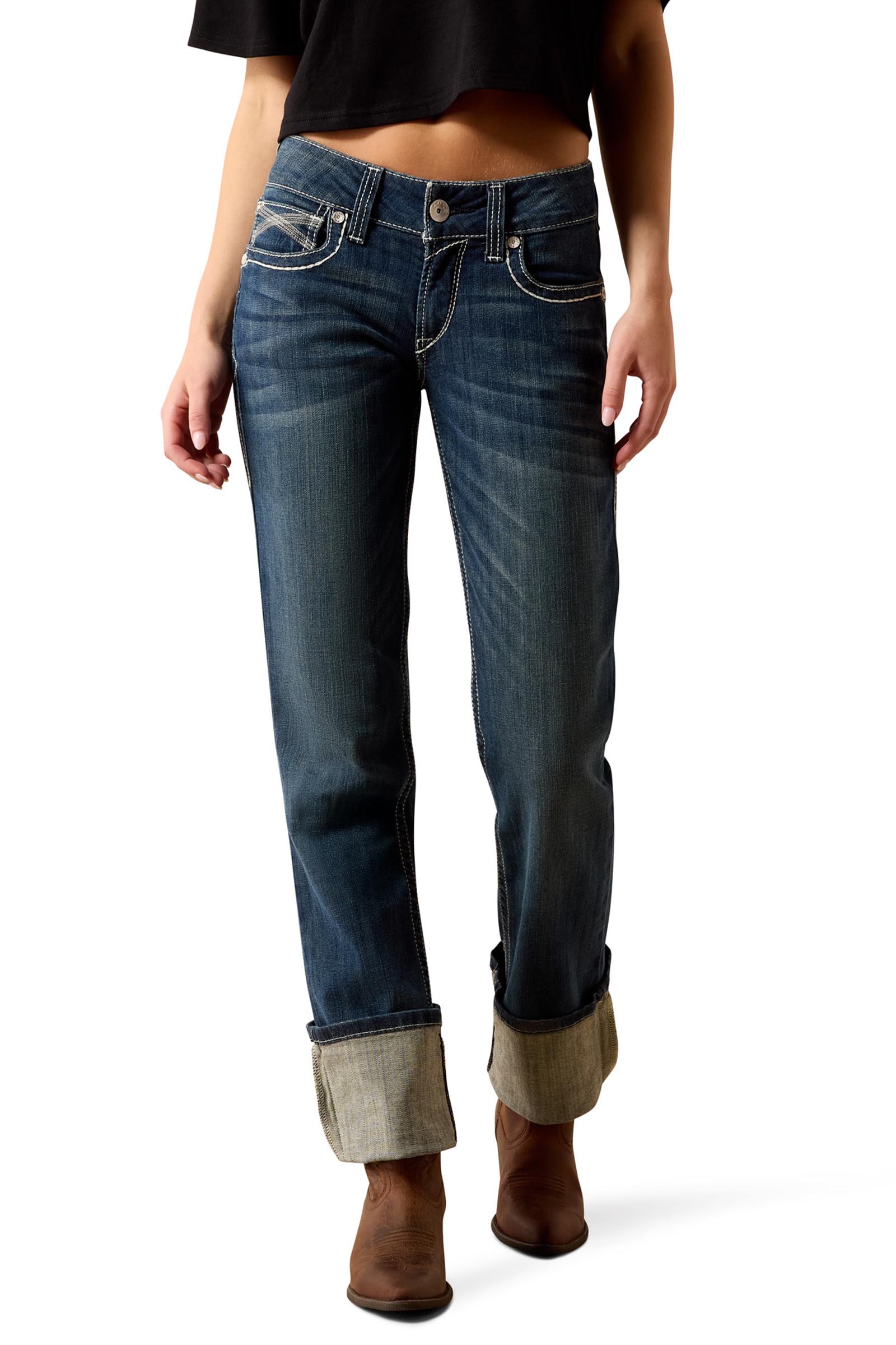 Ariat R.E.A.L. Mid Rise Stretch Ivy Stackable Straight Leg Dame jeans med rett ben