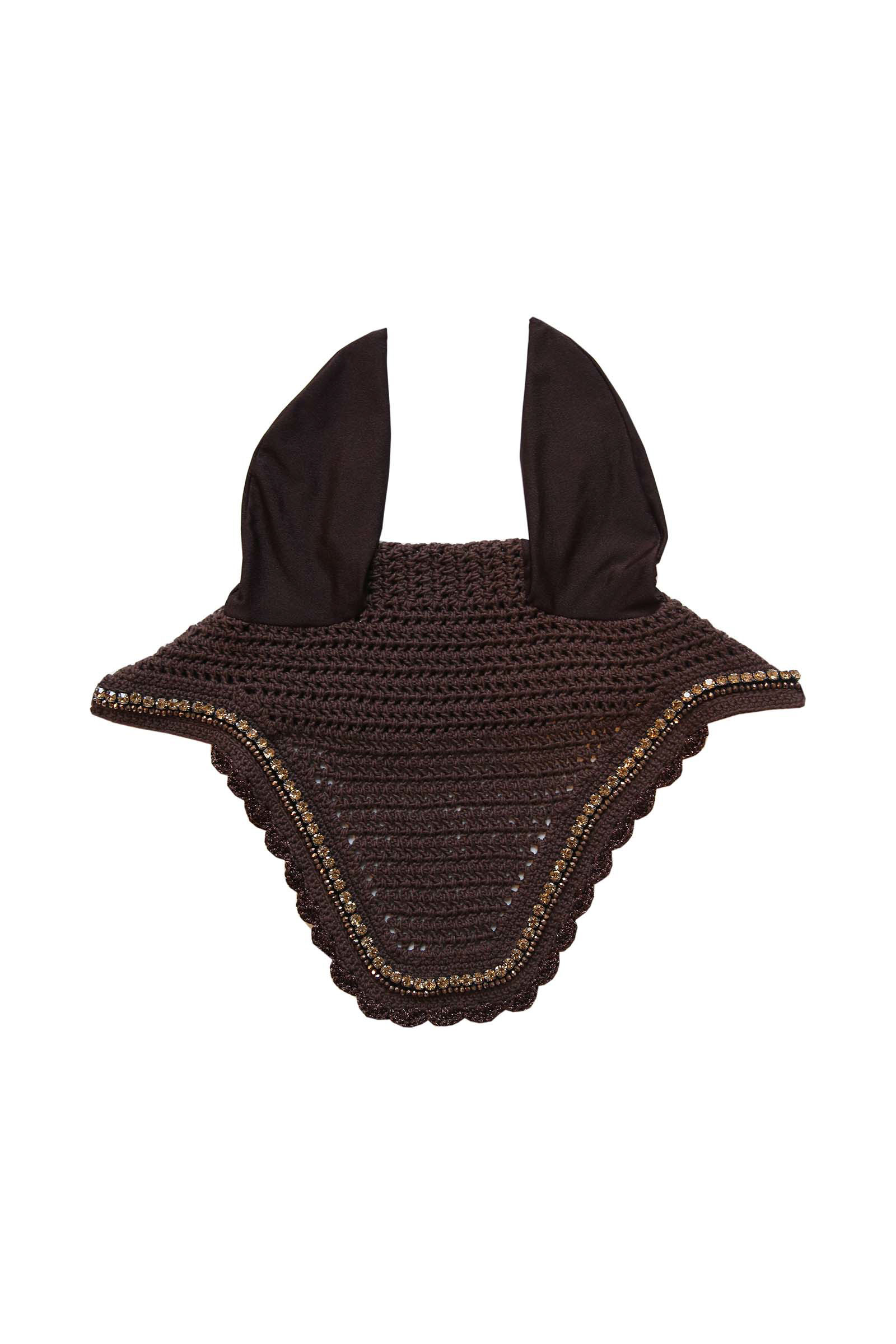 Brown Kentucky Horsewear Wellington lang &oslash;rehette med steiner og p