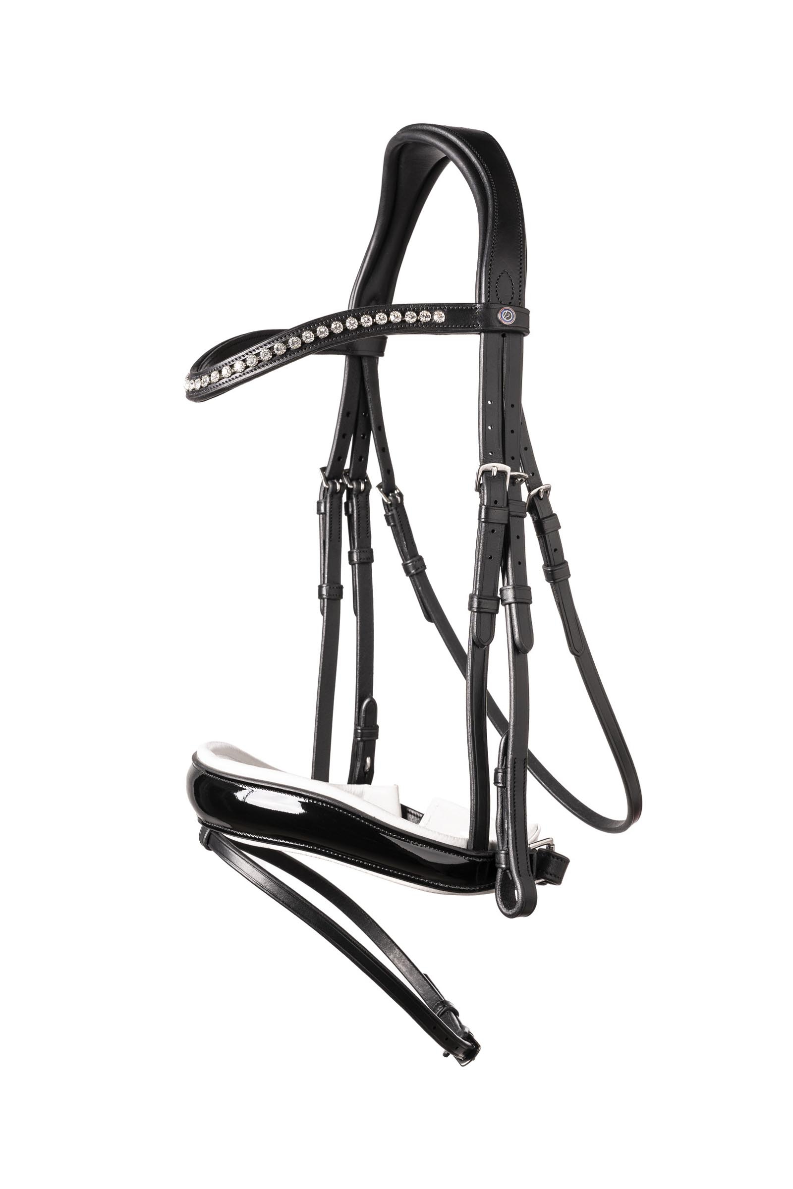 Black/Black-White Trust Equestrian Rotterdam Large Patent Crank Bridle
