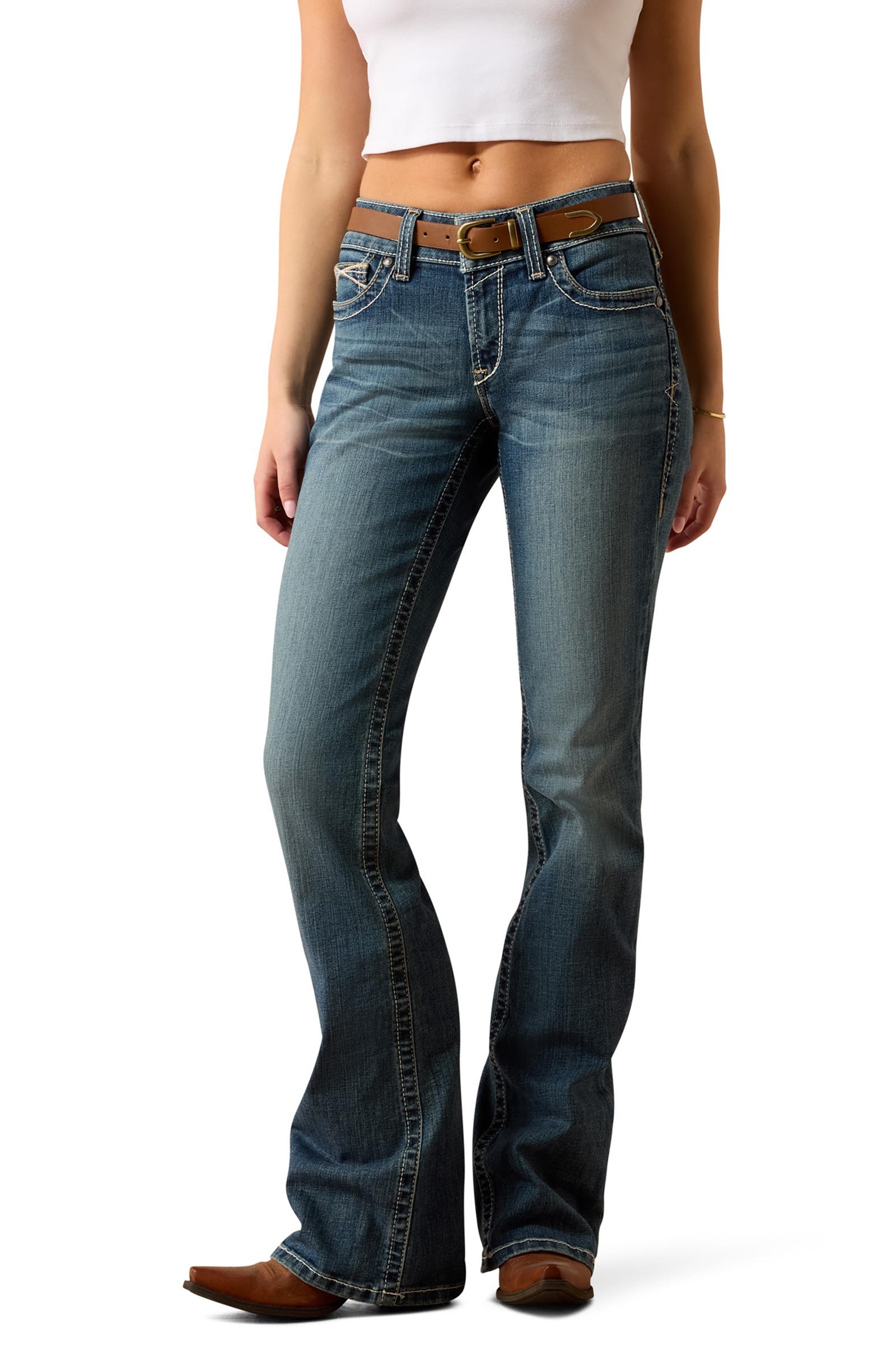 Ariat Whipstitch R.E.A.L. Dame mid-rise stretch bootcut jeans
