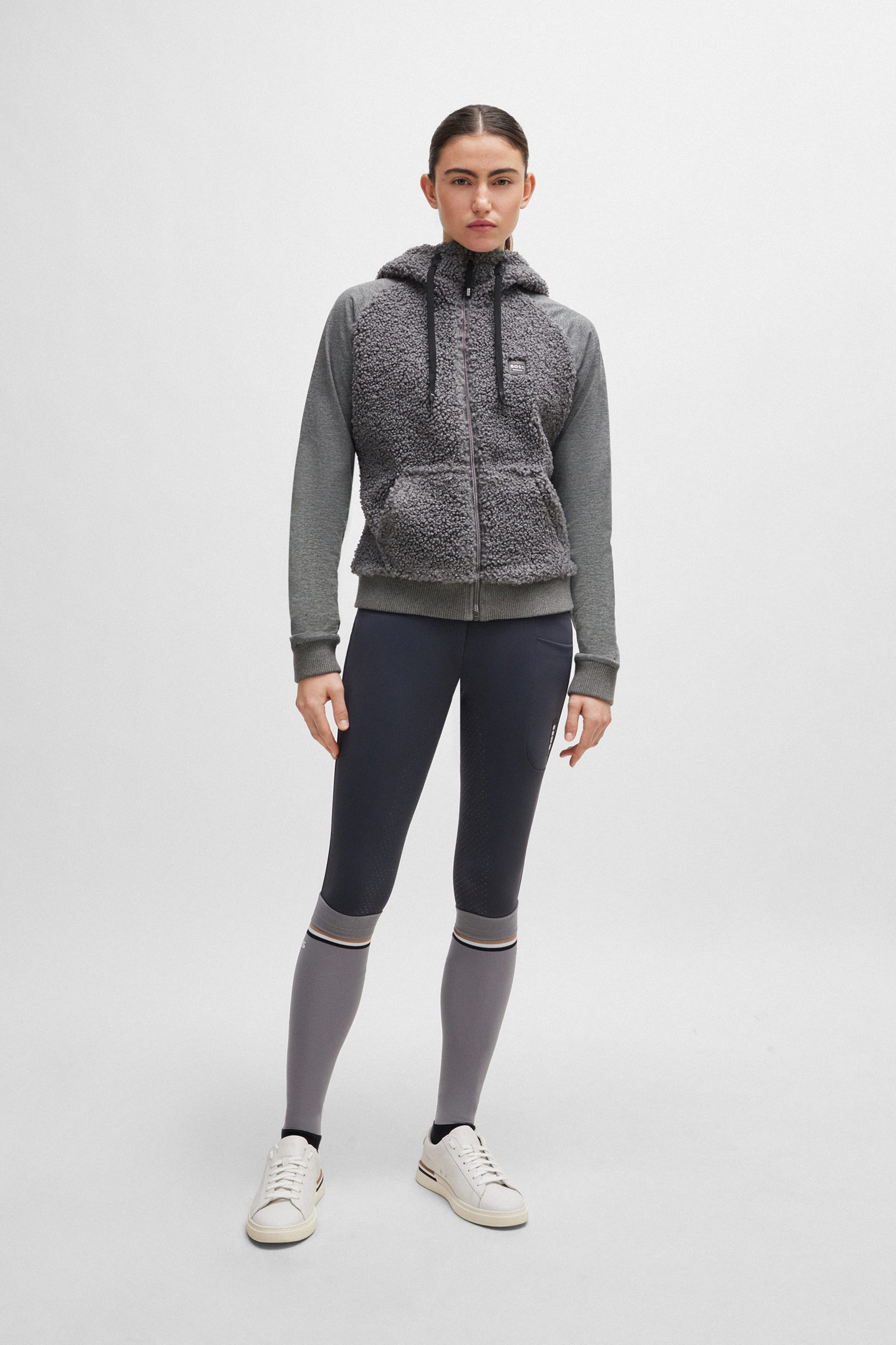 Boss Riva Teddy Hybrid Zip hettegenser