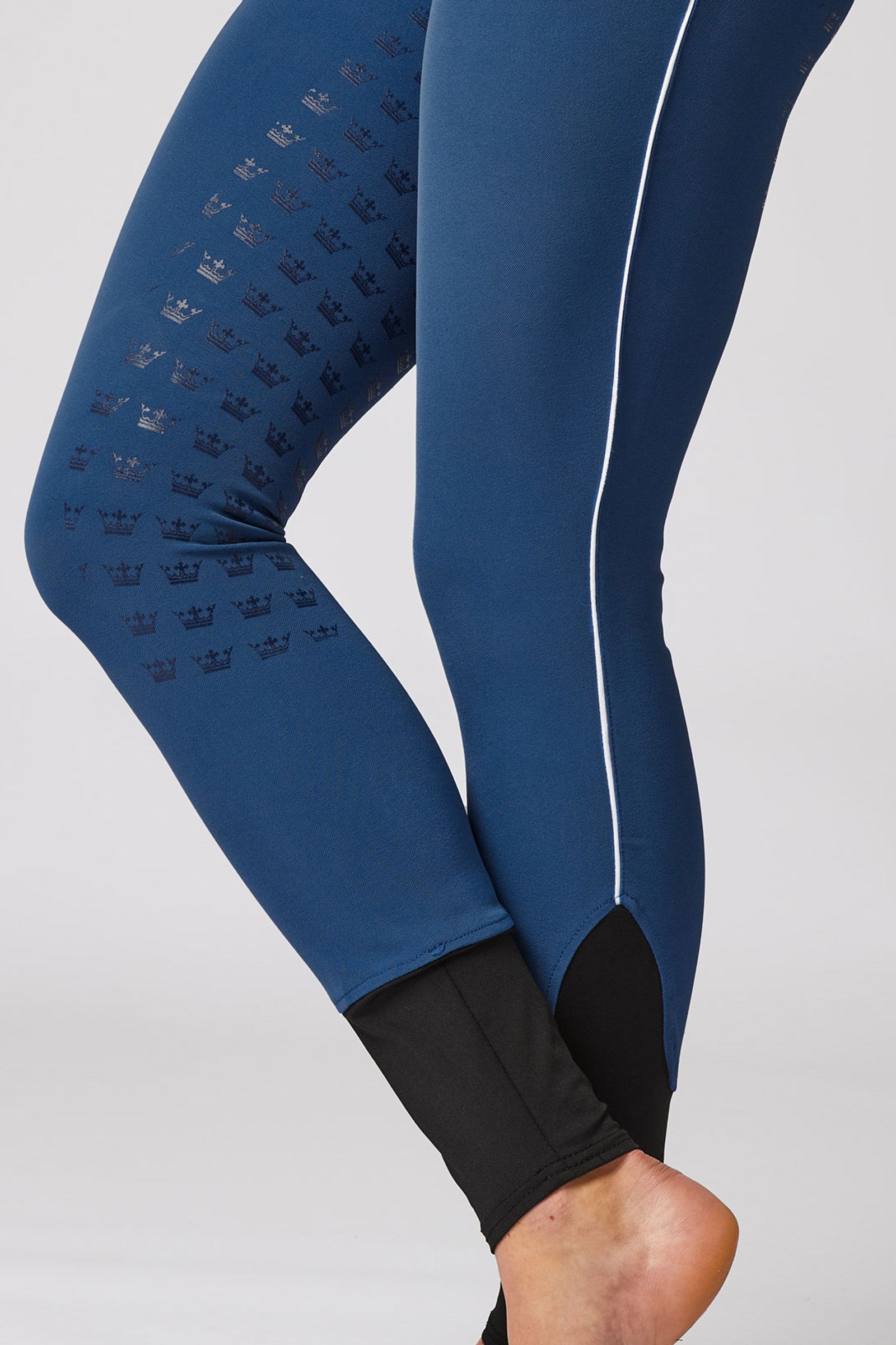 Helforsterkede ridebukser med kontrastb&aring;nd og h&oslash;yt liv, dame