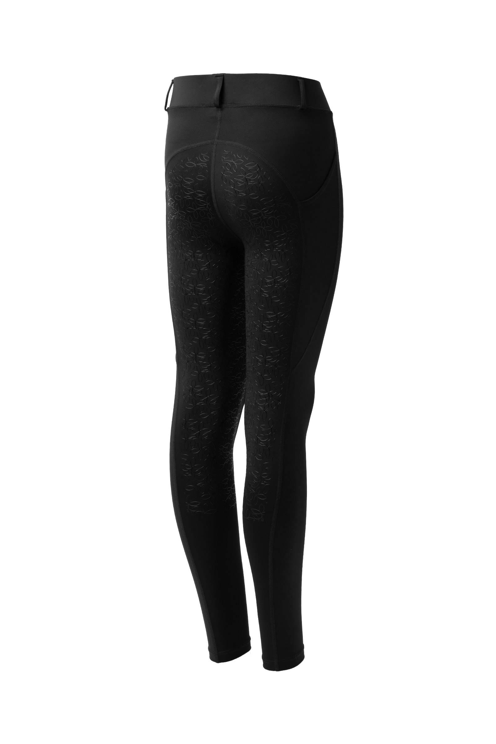 jet black Horze Dea helforsterkede ridetights for barn  