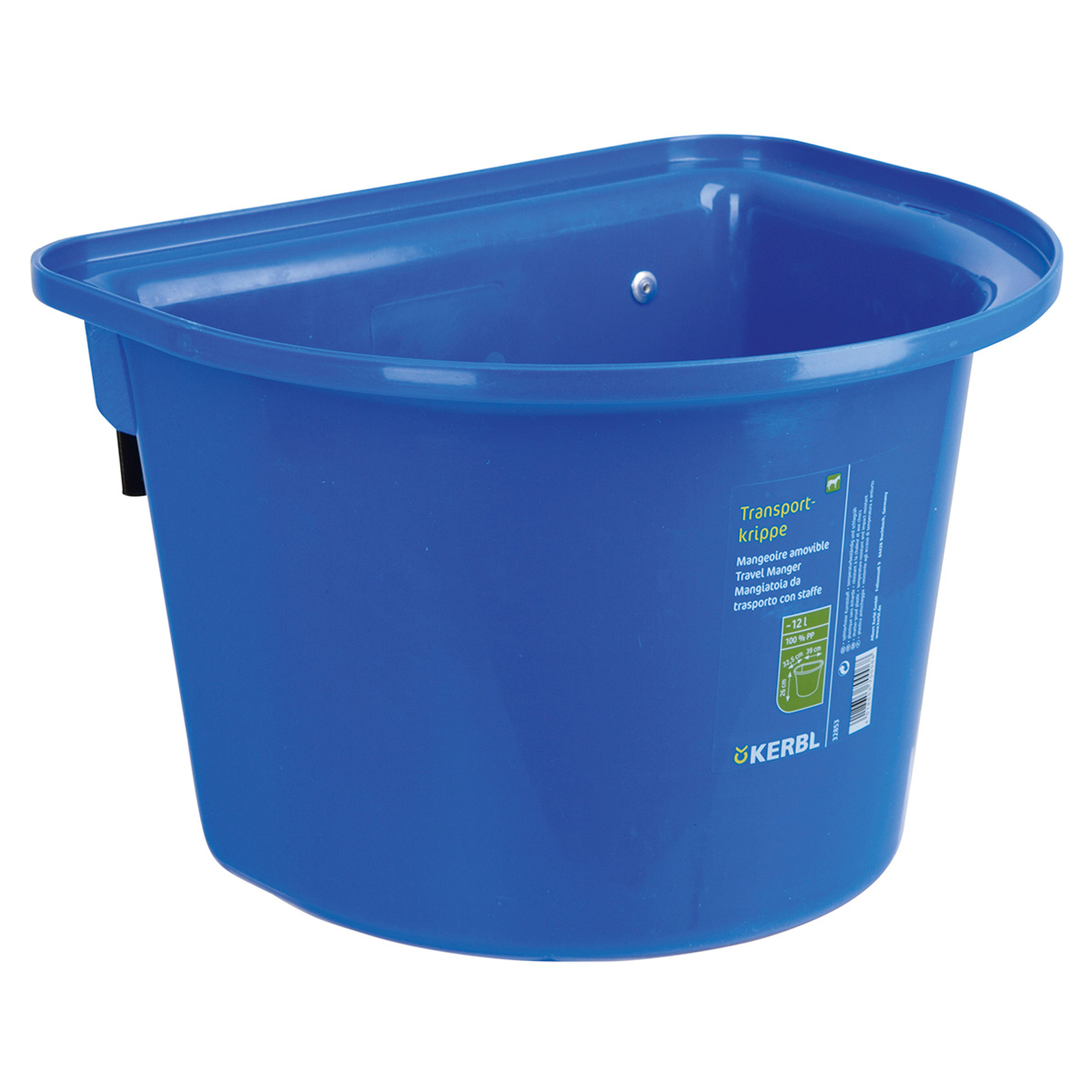 Blue Kerbl transportkrybbe 12 liter, plast med kroker