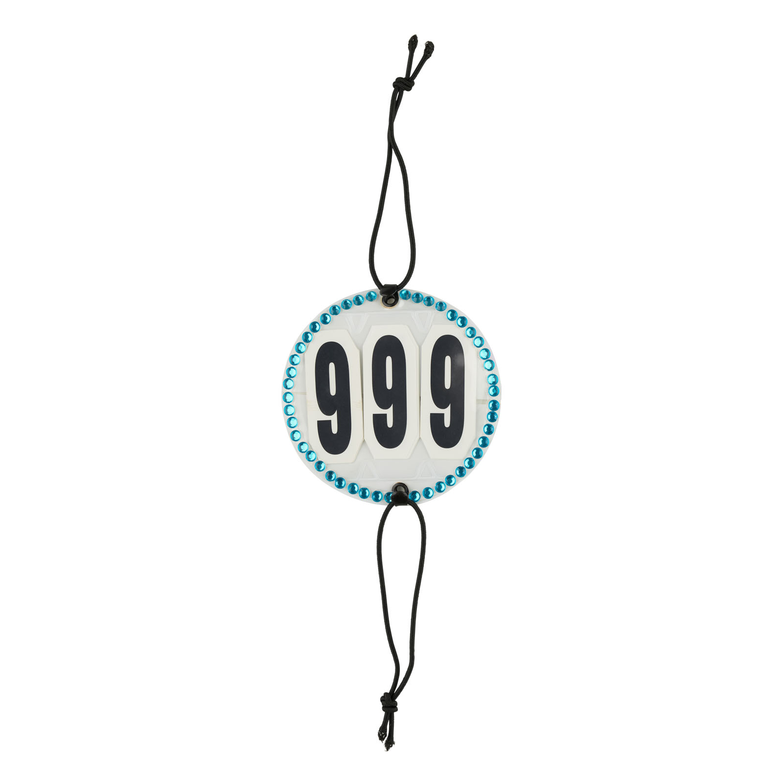 Blue Horze startnummer med krystaller