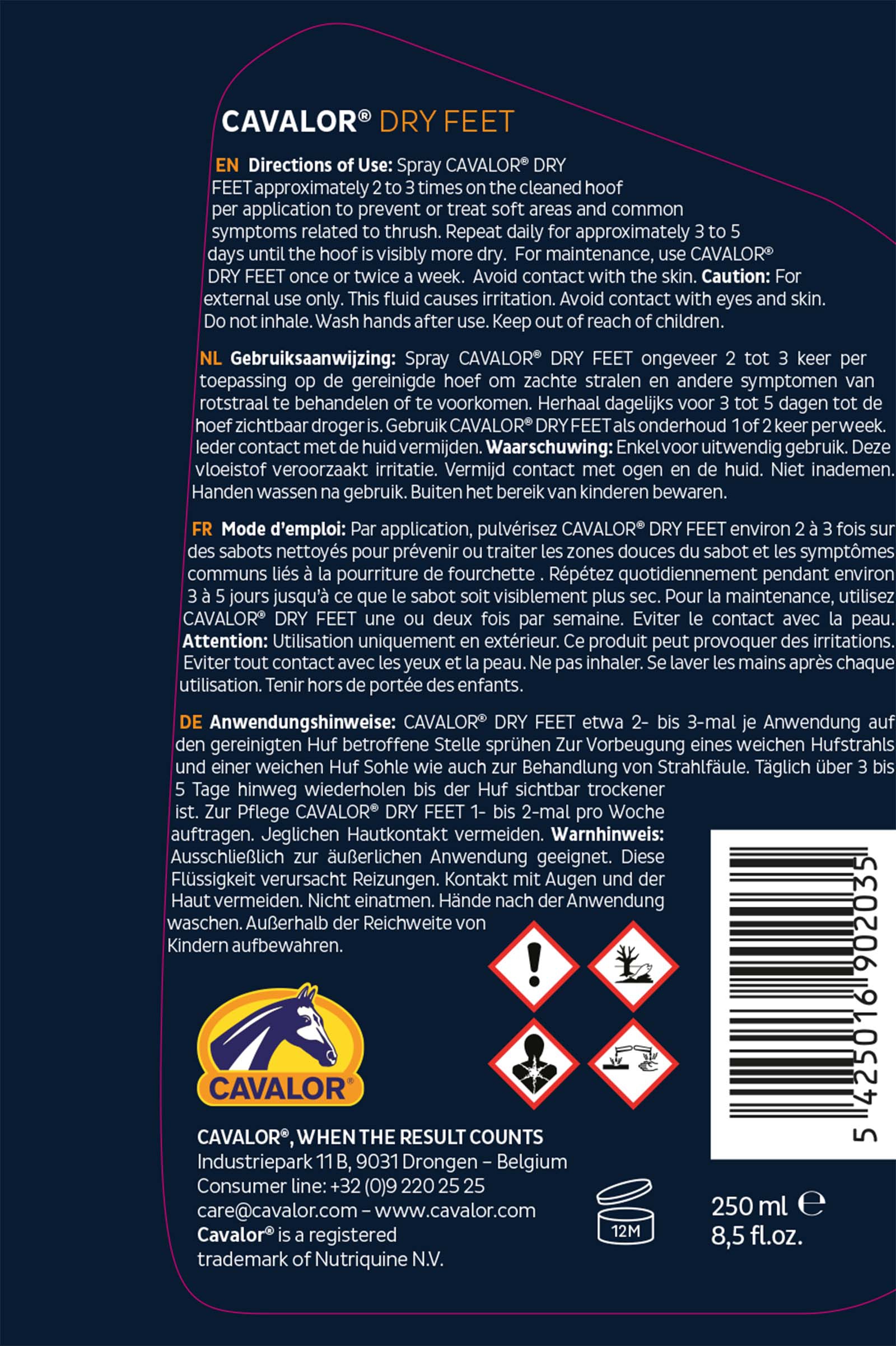 Cavalor Dry Feet, høver, 250 mø