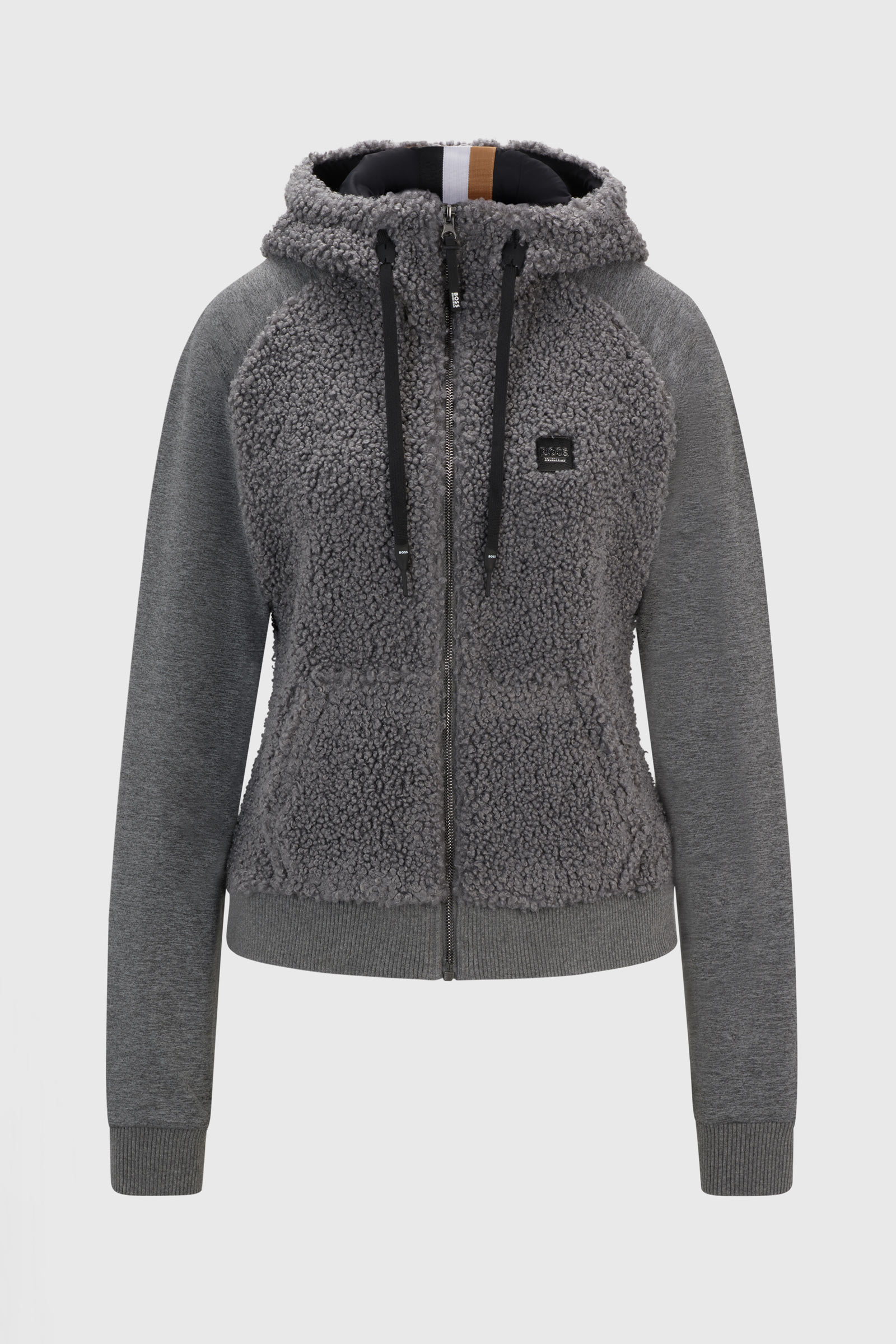 Grey Boss Riva Teddy Hybrid Zip hettegenser
